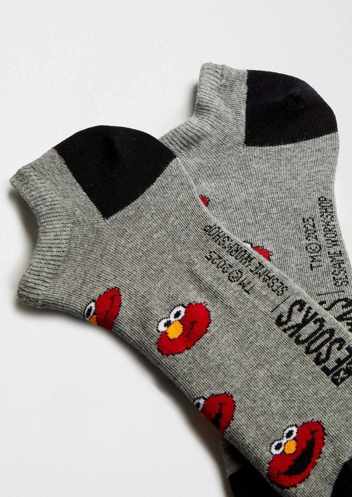 Calcetines Tobilleros BeSesameStreet Elmo Gris - Olokuti