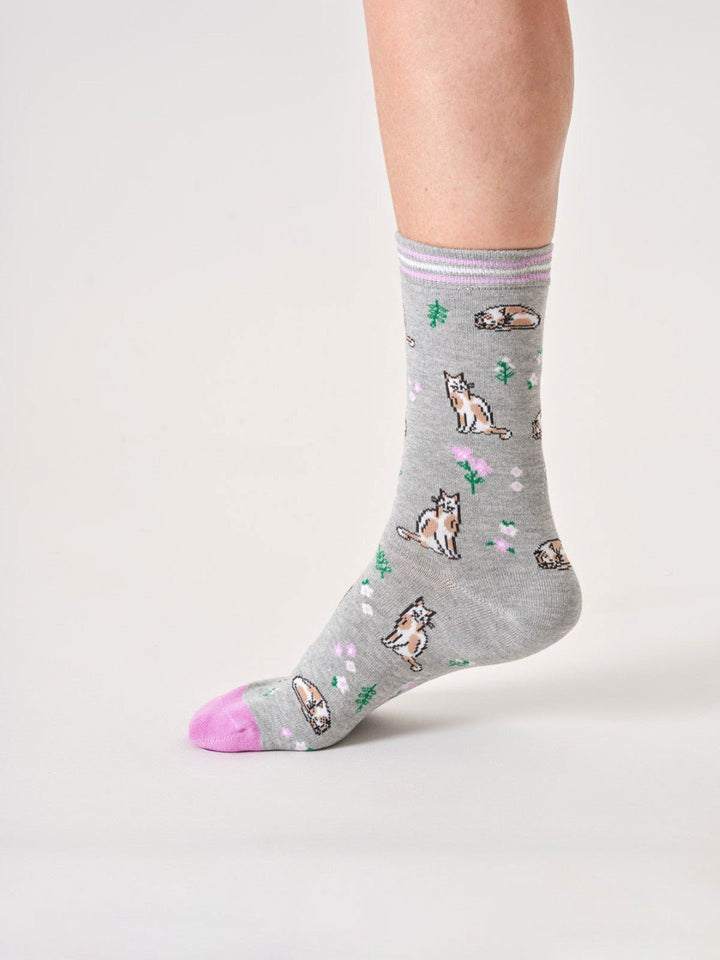 Calcetines Womens Floral Cat Algodón orgánico 37 - 41 - Olokuti