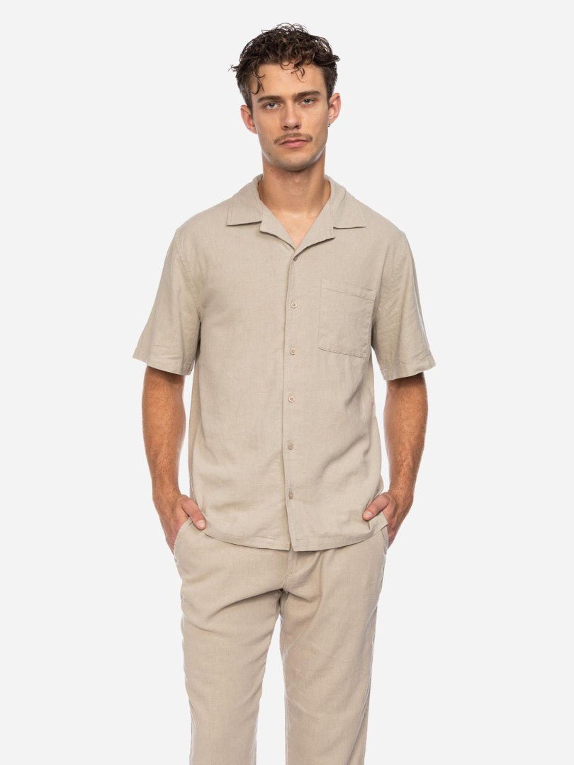 Camisa Hemd Etirat Lino Beige - Olokuti