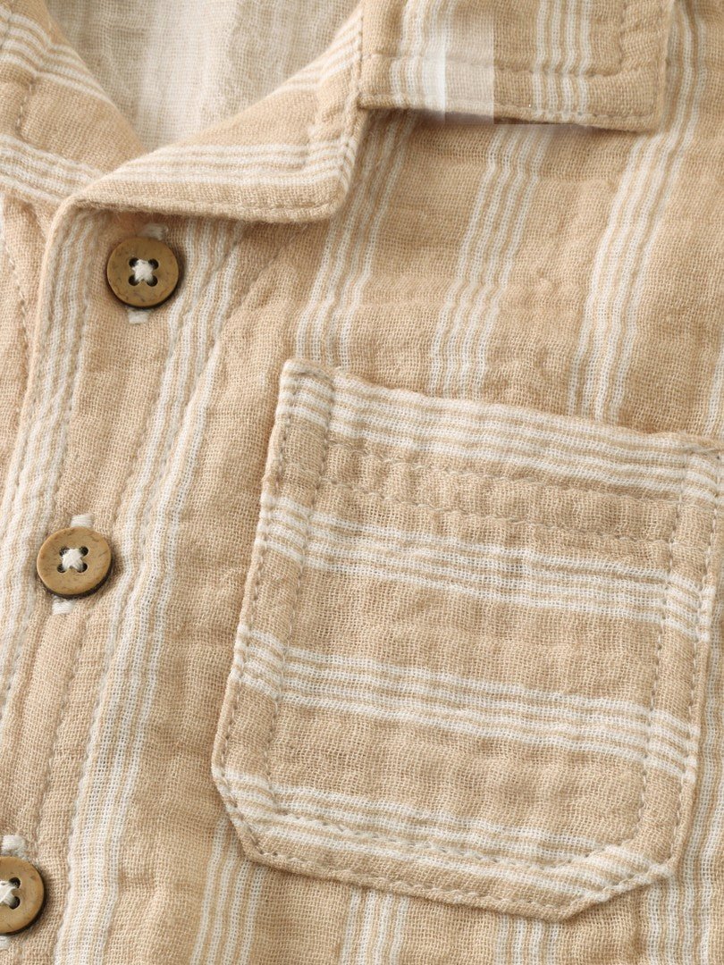 Camisa m/c Rayas Irish Cream - Olokuti