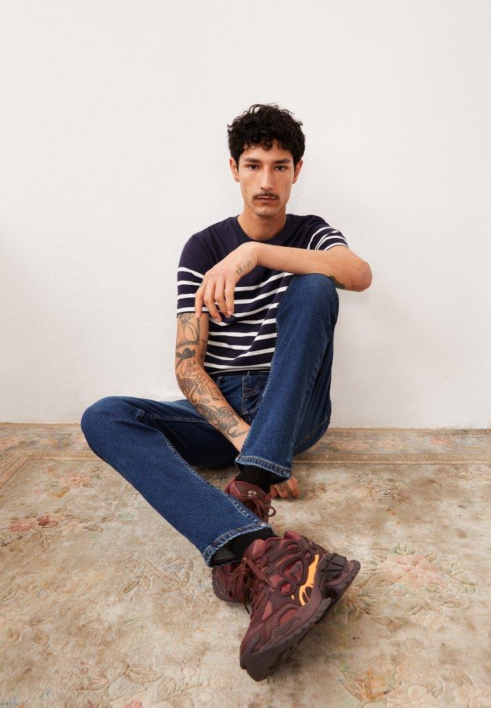 Camiseta AADROS STRIPES rayas Night sky - Oatmilk - Olokuti