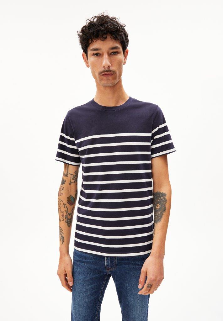 Camiseta AADROS STRIPES rayas Night sky - Oatmilk - Olokuti
