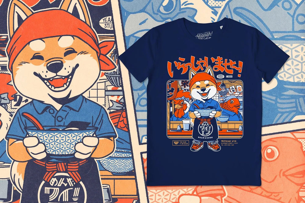 Camiseta algodón orgánico Irasshaimase Azul marino - Olokuti