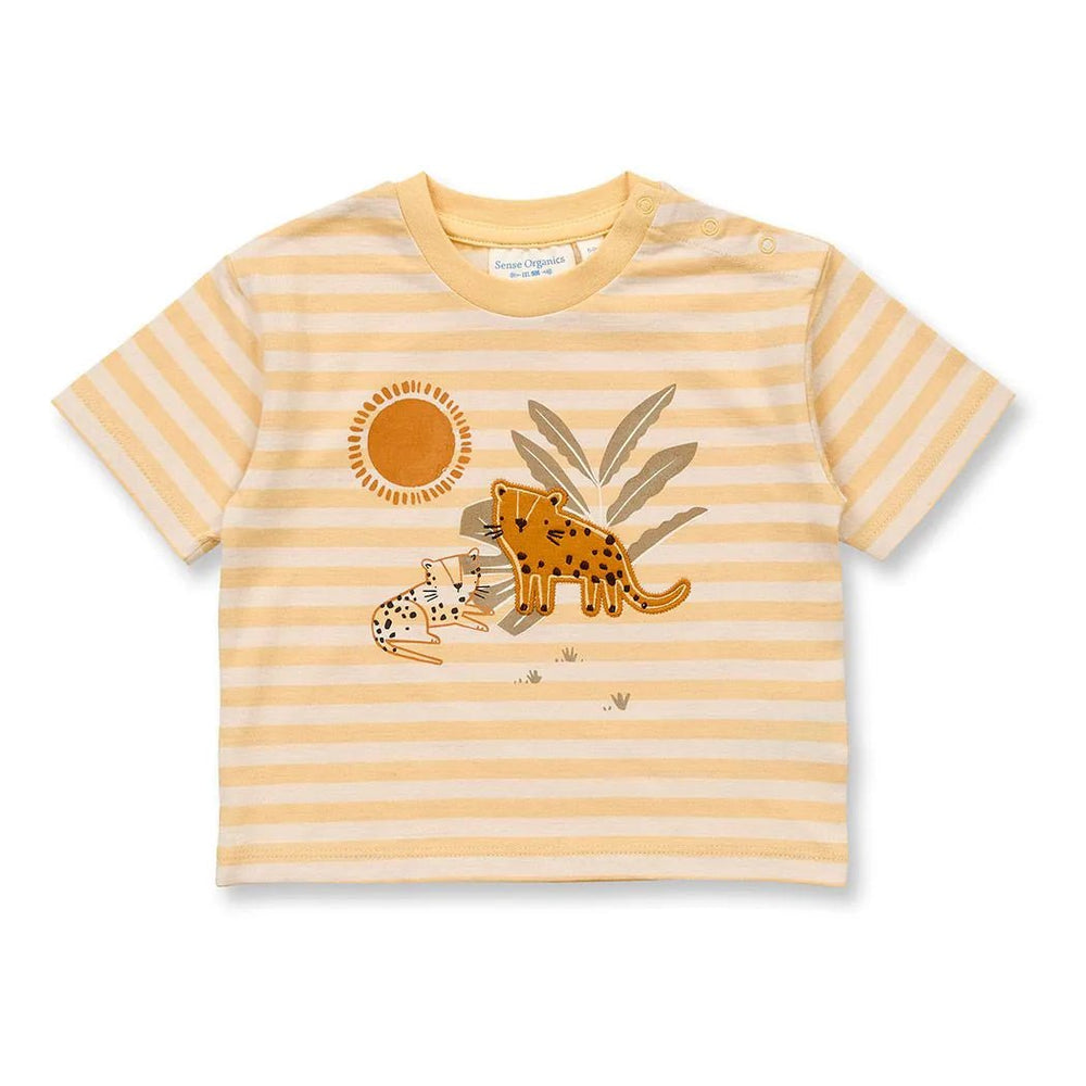Camiseta ANTON Rayas Amarillo - Crema Leopardos - Olokuti