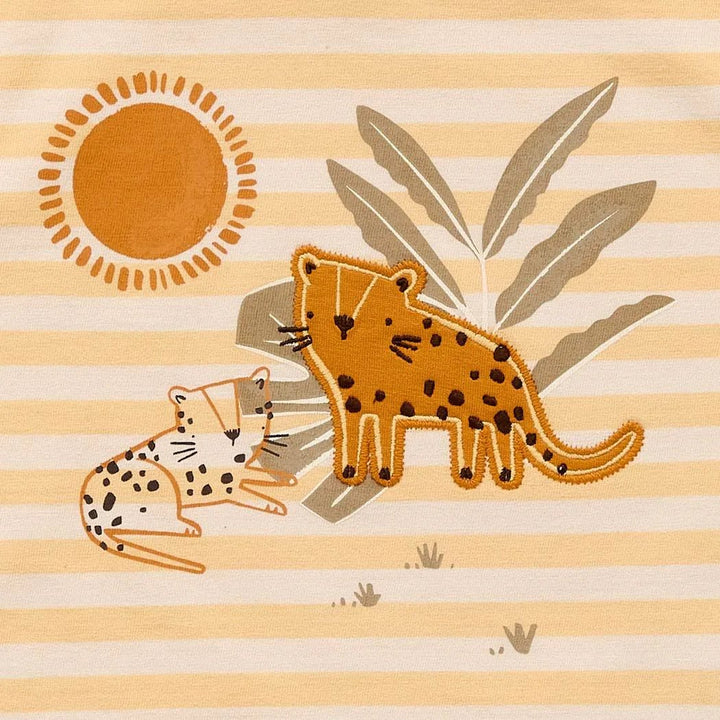 Camiseta ANTON Rayas Amarillo - Crema Leopardos - Olokuti