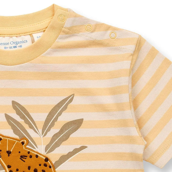 Camiseta ANTON Rayas Amarillo - Crema Leopardos - Olokuti