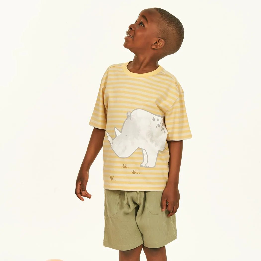 Camiseta ANTON Rayas Amarillo - Crema Rinoceronte - Olokuti