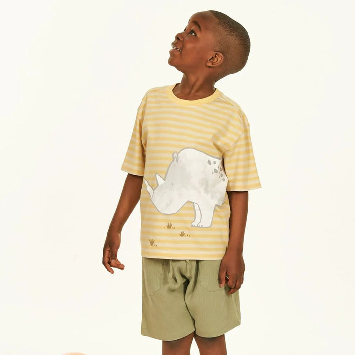 Camiseta ANTON Rayas Amarillo - Crema Rinoceronte - Olokuti