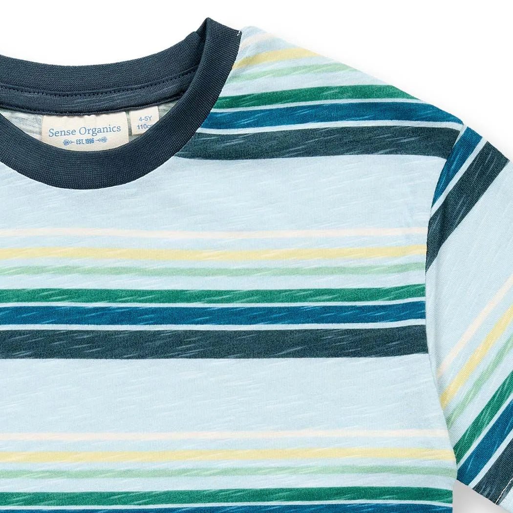 Camiseta ANTON Rayas Multicolor azuladas - Olokuti