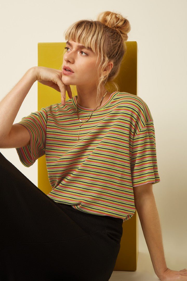 Camiseta Boxy Mistral Rayas Green Envy - Olokuti