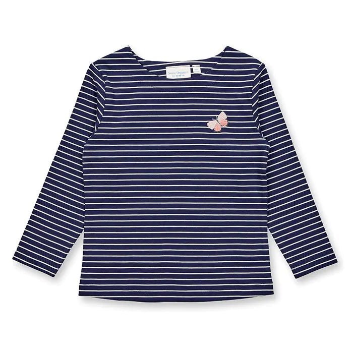 Camiseta m/l ALUNA rayas Azul marino Mariposa - Olokuti