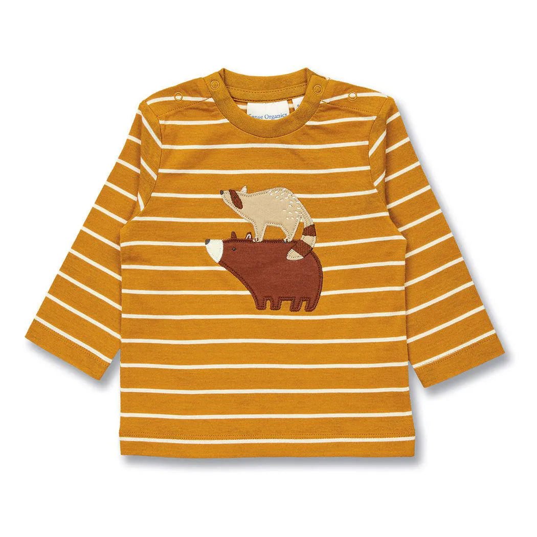 Camiseta m/l ELAN Rayas Curry y Animales - Olokuti