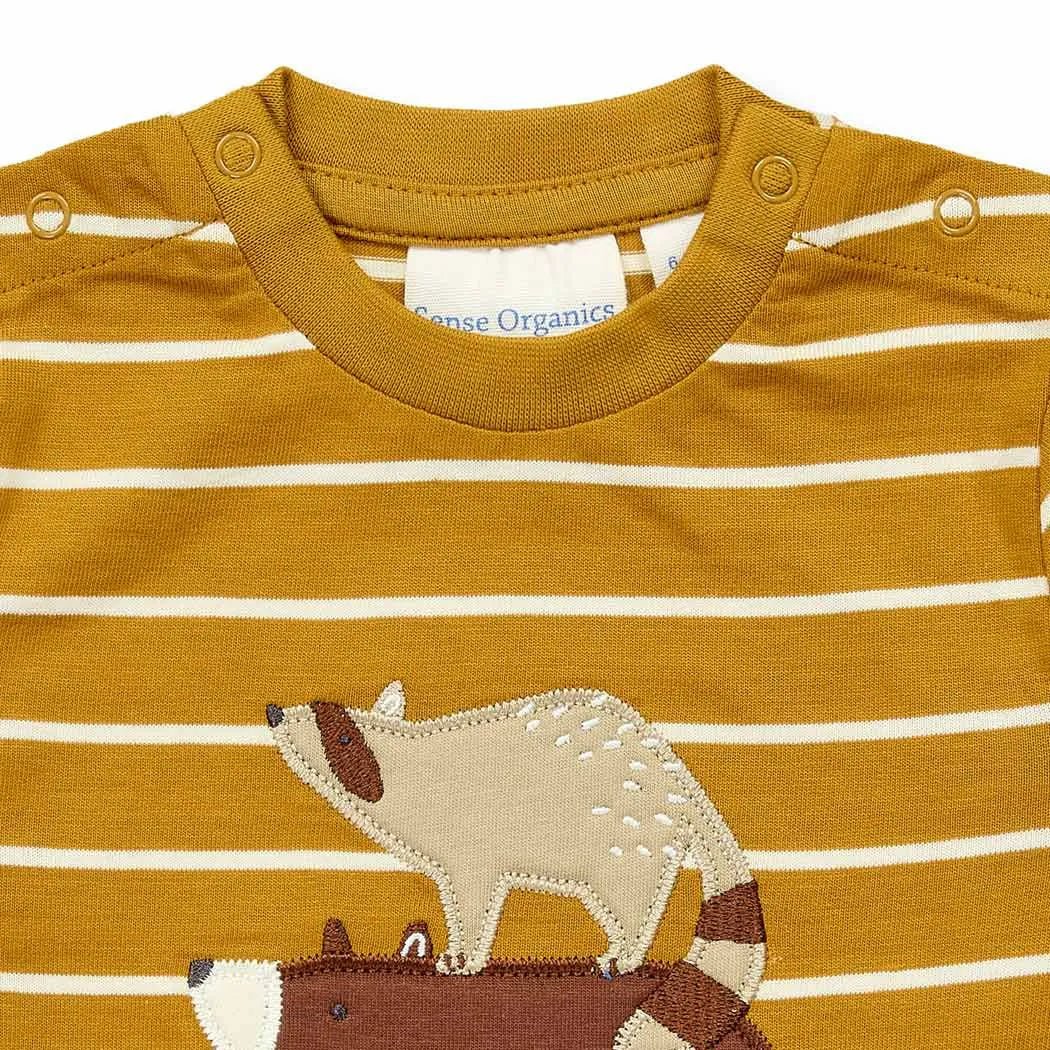 Camiseta m/l ELAN Rayas Curry y Animales - Olokuti