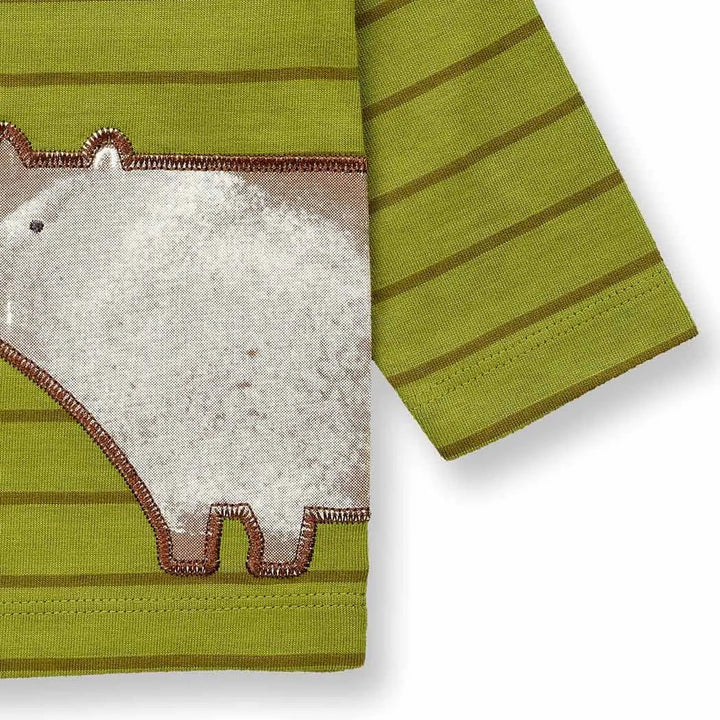 Camiseta m/l ELAN Rayas Fern green y Animales - Olokuti