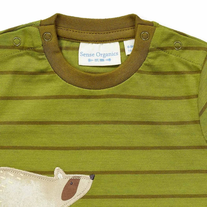 Camiseta m/l ELAN Rayas Fern green y Animales - Olokuti