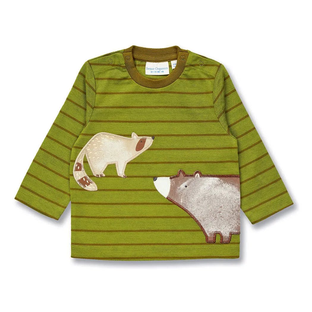 Camiseta m/l ELAN Rayas Fern green y Animales - Olokuti