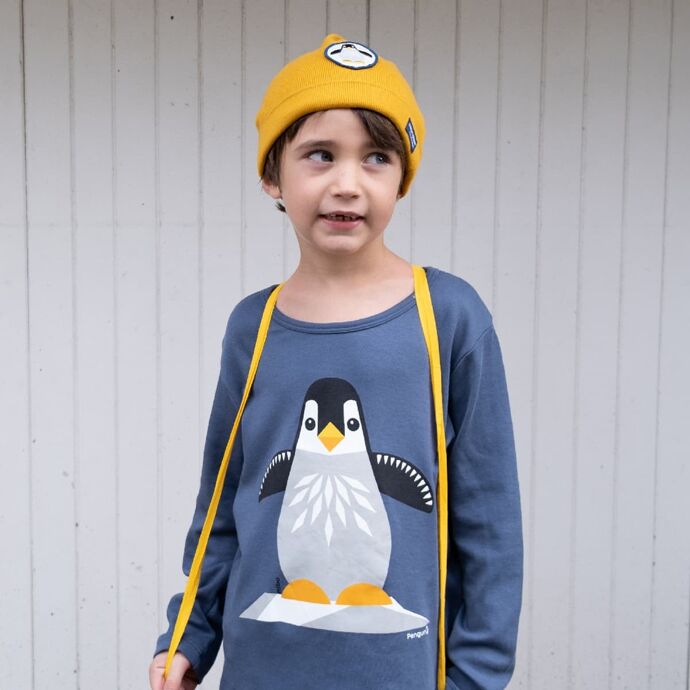 Camiseta m/l Gris - azul Pingüino - Olokuti