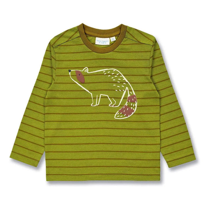 Camiseta m/l LUKE Rayas Fer green y Mapache - Olokuti
