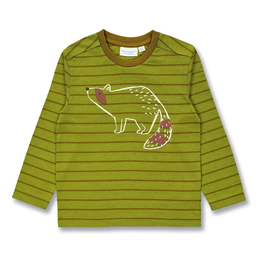 Camiseta m/l LUKE Rayas Fer green y Mapache - Olokuti