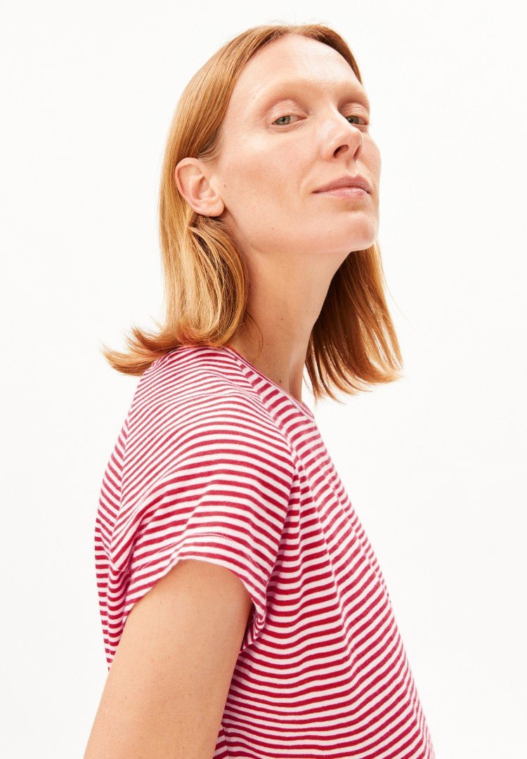 Camiseta SLUB JERSEY STRIPE Rayas Pink mist - Mars red - Olokuti