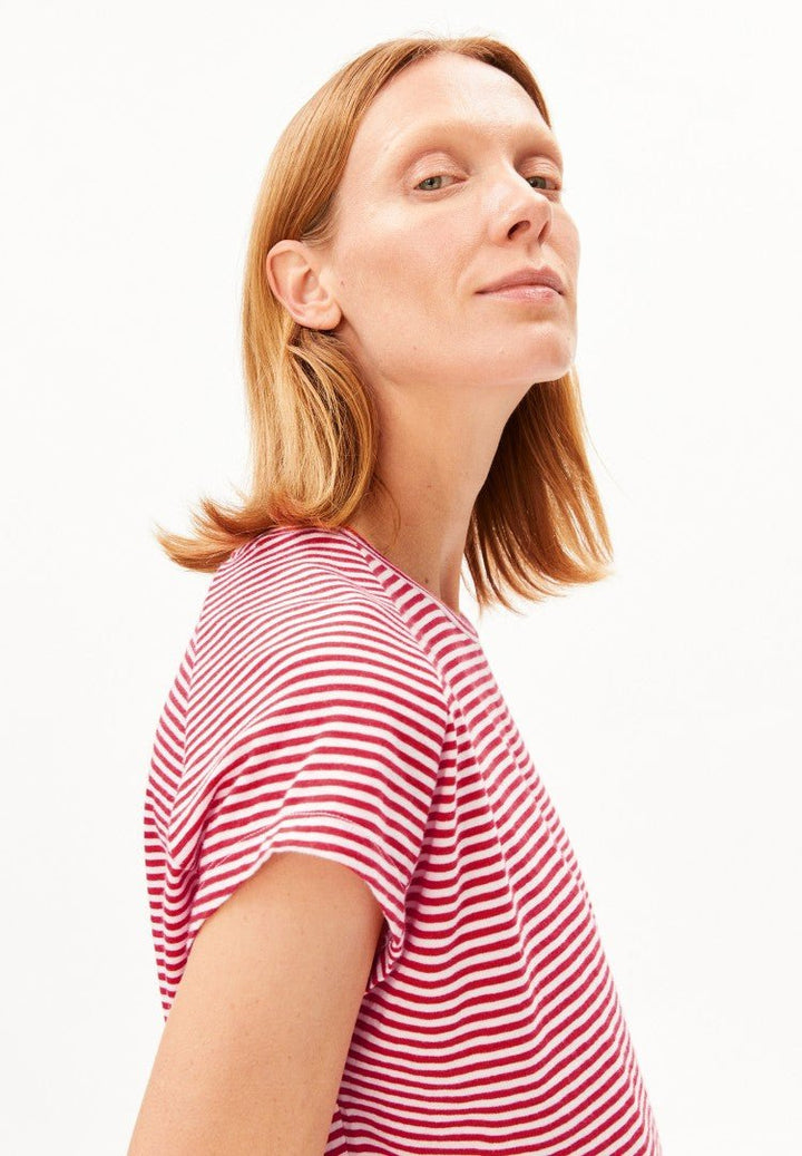 Camiseta SLUB JERSEY STRIPE Rayas Pink mist - Mars red - Olokuti