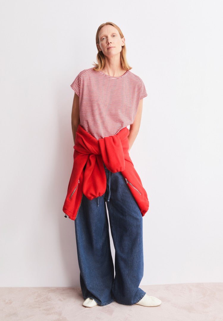 Camiseta SLUB JERSEY STRIPE Rayas Pink mist - Mars red - Olokuti