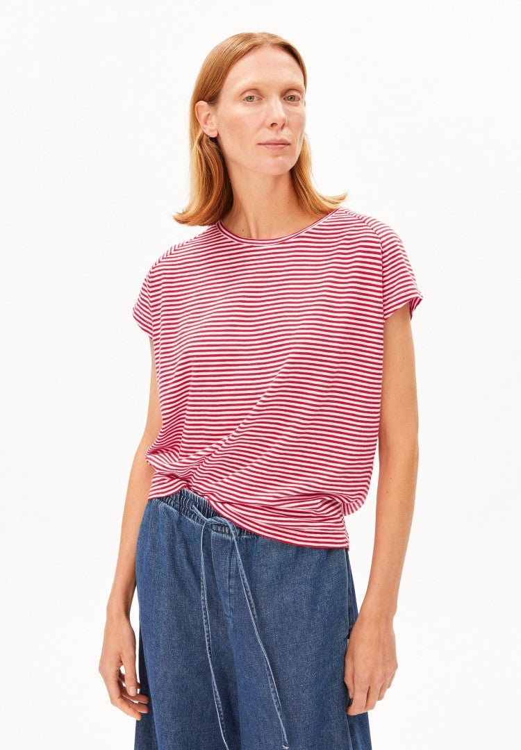 Camiseta SLUB JERSEY STRIPE Rayas Pink mist - Mars red - Olokuti