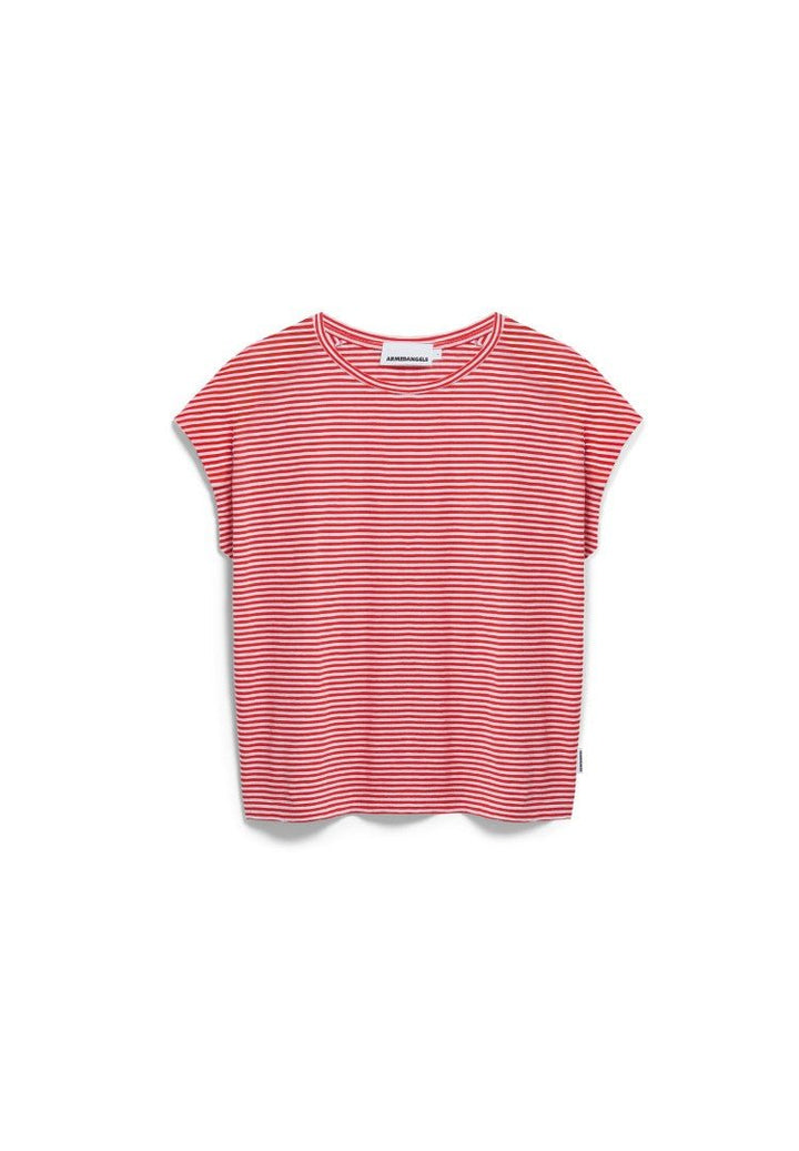 Camiseta SLUB JERSEY STRIPE Rayas Pink mist - Mars red - Olokuti