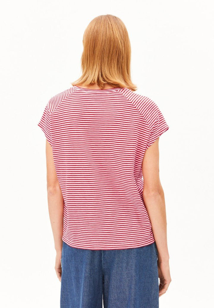 Camiseta SLUB JERSEY STRIPE Rayas Pink mist - Mars red - Olokuti