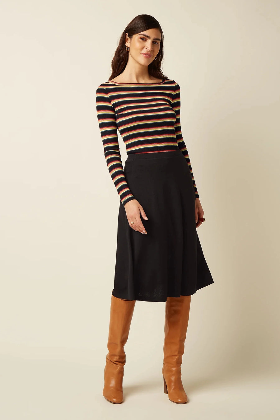 Falda Juno Milano Crepe Negro - Olokuti