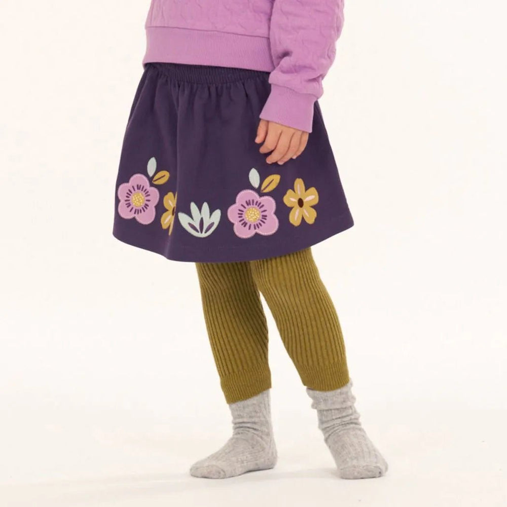 Falda MALIA Dark plum y Flores - Olokuti