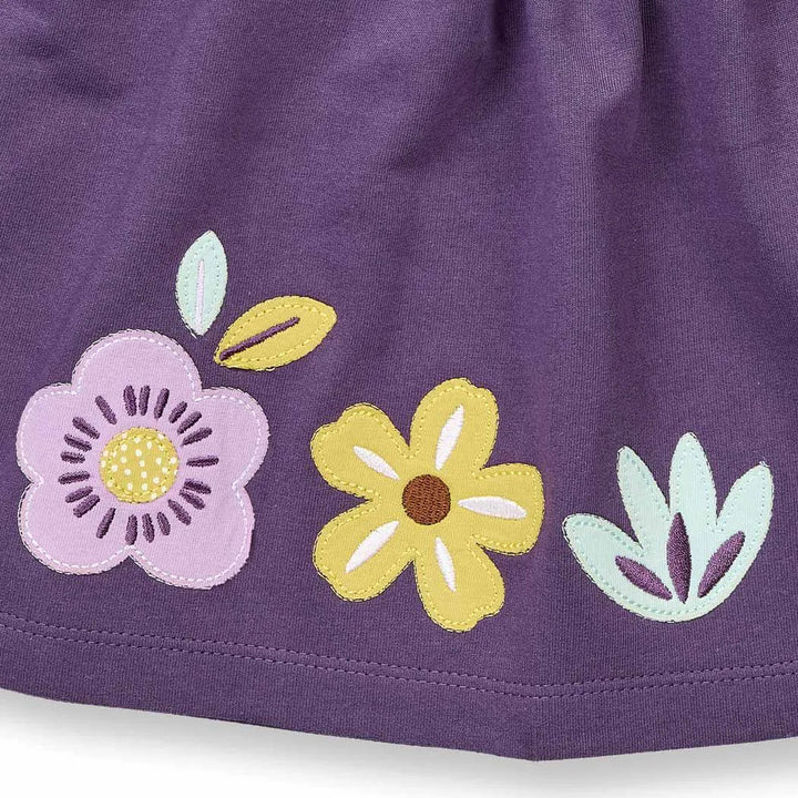 Falda MALIA Dark plum y Flores - Olokuti
