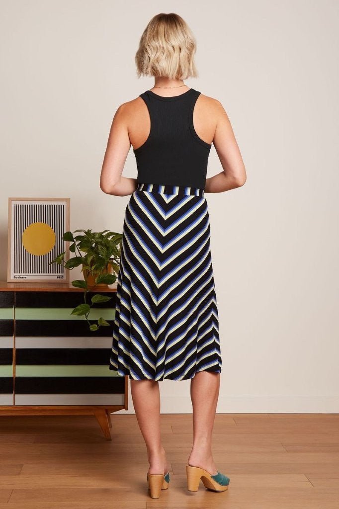 Falda Midi Juno Negro Rayas Embla - Olokuti