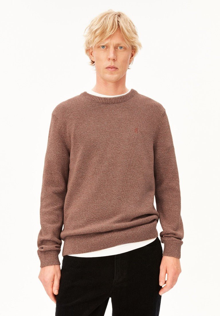 Jersey punto ALVAARIO KNIT SWEATER Earthshade-dark Earth-oatmilk - Olokuti