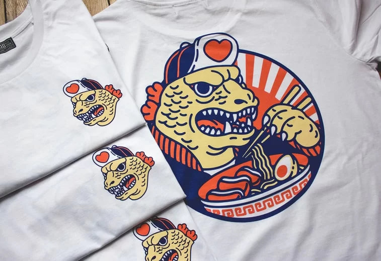 Camiseta algodón orgánico Kaiju blanco