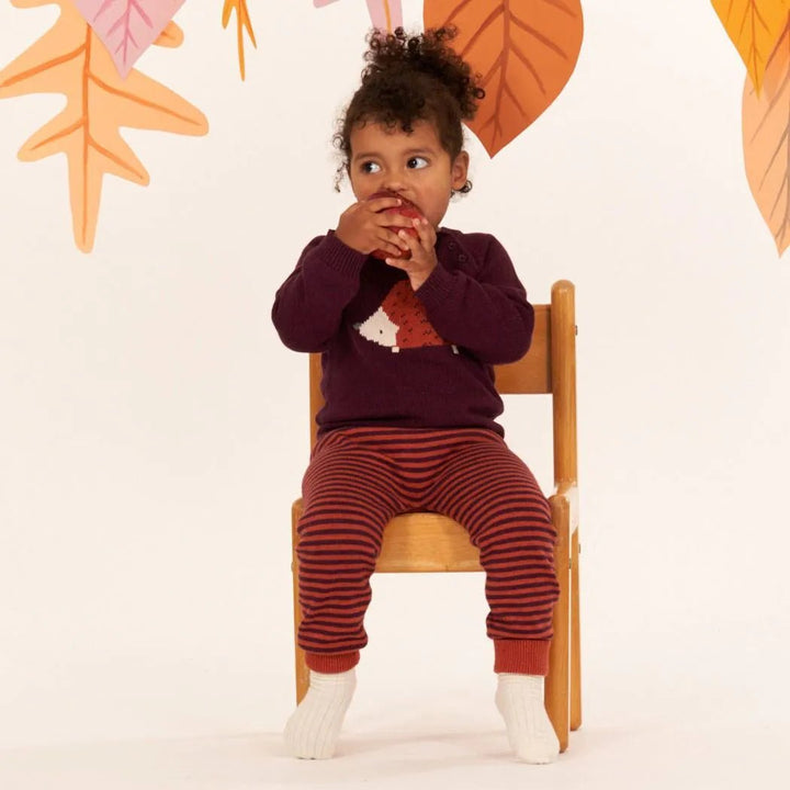 Leggings Punto PABLO Rayas Bordeaux-Terracota - Olokuti