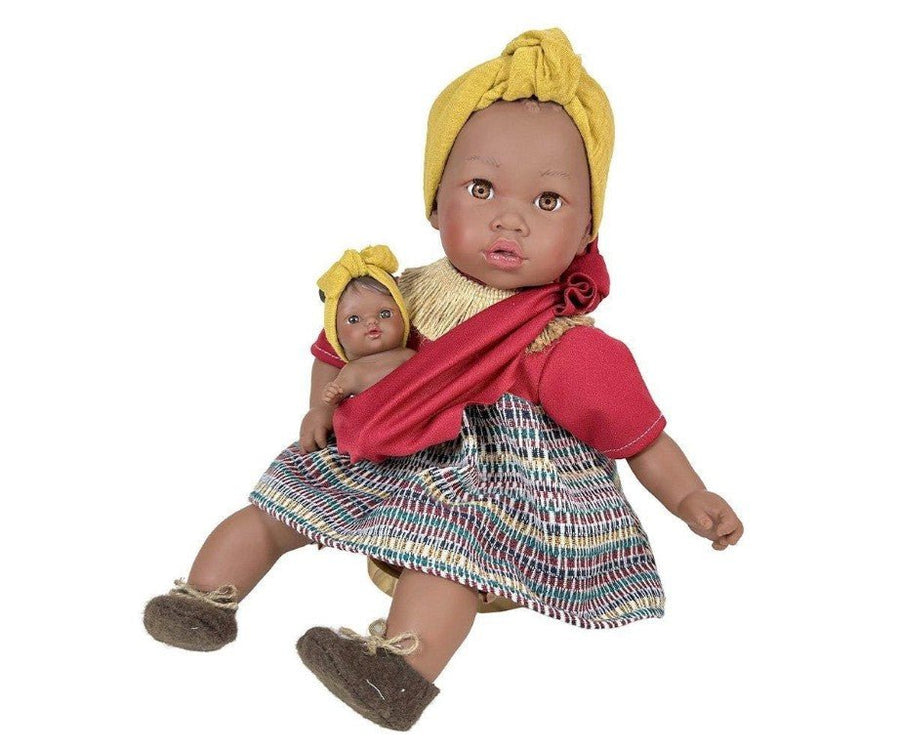 Muñeca Alika con Bebé Burgundy 40 cm. - 3750 - Olokuti