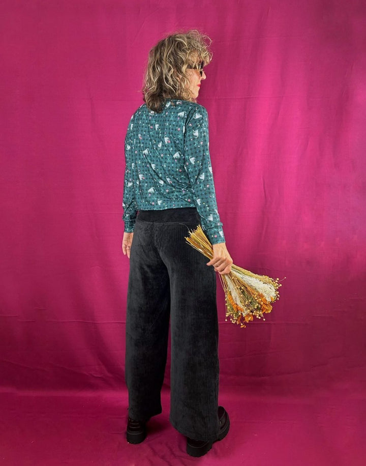 Pantalón Trama Pana Negro - Olokuti