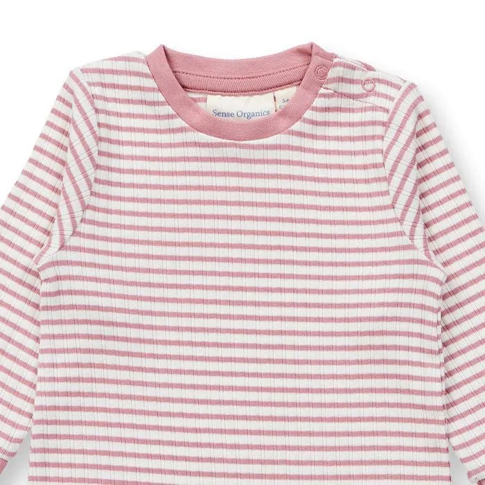 Pelele de manga larga a rayas TONA Dusty Rose - Olokuti