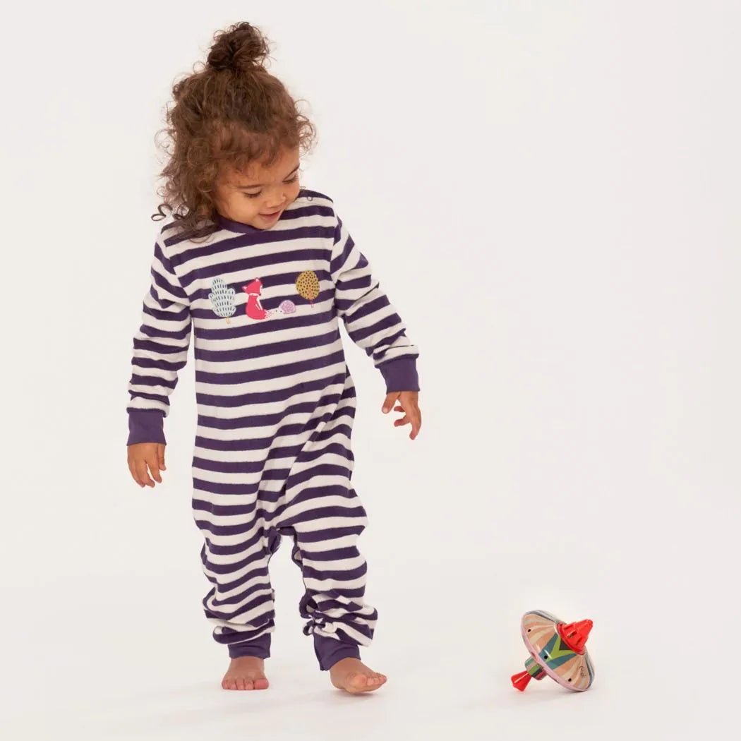 Pelele Felpa bebé m/l VIKTOR Rayas Dark Plum y Woodland - Olokuti
