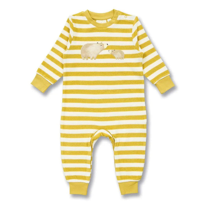 Pelele Felpa bebé m/l VIKTOR Rayas Mustard y Osos - Olokuti