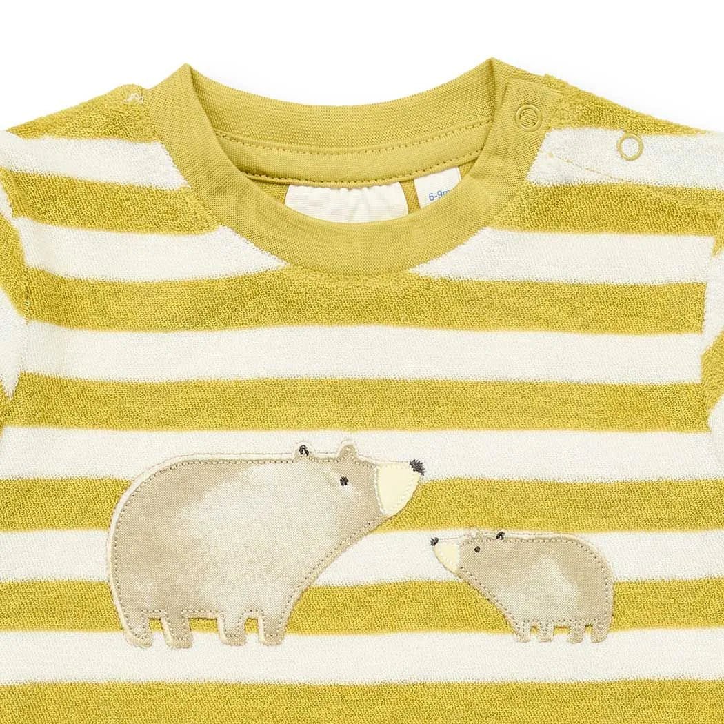 Pelele Felpa bebé m/l VIKTOR Rayas Mustard y Osos - Olokuti