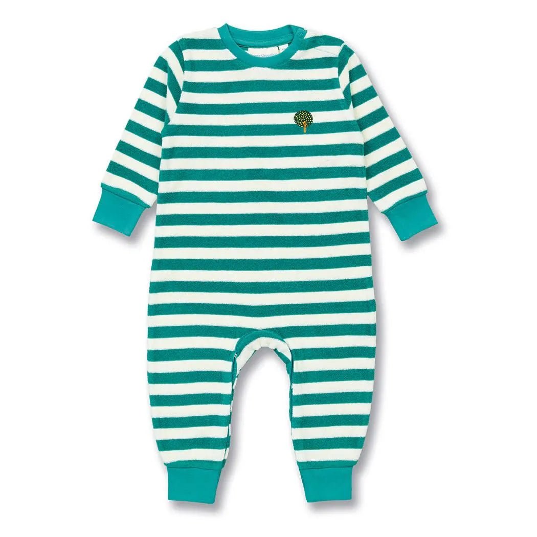 Pelele Felpa bebé m/l VIKTOR Rayas Teal green y Árbol - Olokuti