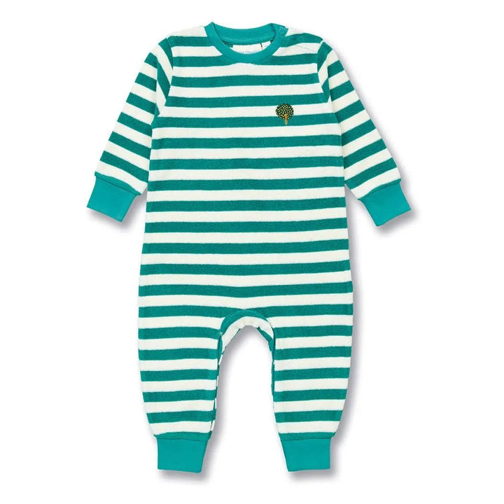 Pelele Felpa bebé m/l VIKTOR Rayas Teal green y Árbol - Olokuti