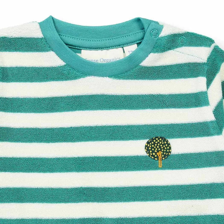 Pelele Felpa bebé m/l VIKTOR Rayas Teal green y Árbol - Olokuti