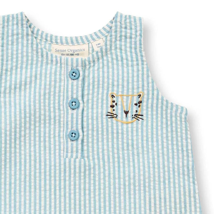 Pelele sin mangas MARIS Rayas azules con Leopardo - Olokuti