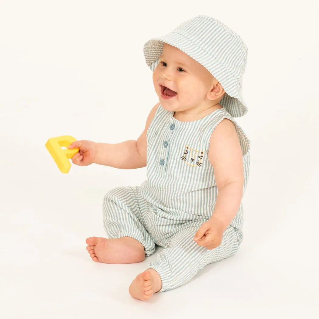 Pelele sin mangas MARIS Rayas azules con Leopardo - Olokuti