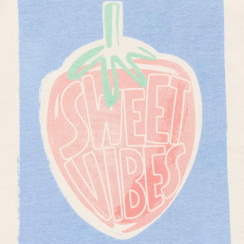 Pijama corto JULIA Fresa Blanco con rayas Azul - Olokuti