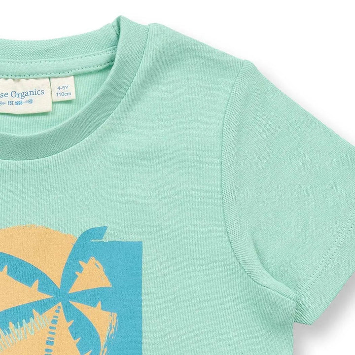 Pijama corto KAFKA Camper Verde menta y Rayas Amarillo - Olokuti