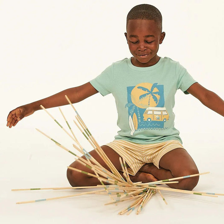 Pijama corto KAFKA Camper Verde menta y Rayas Amarillo - Olokuti